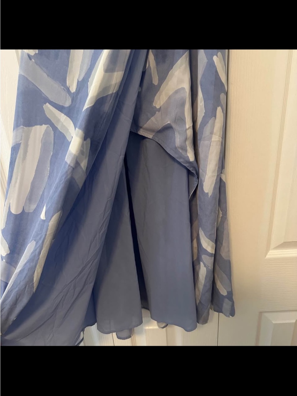 Abercrombie & Fitch Elevated Flowy Maxi Skirt Blue Abstract Brushstroke S - Picture 4 of 5